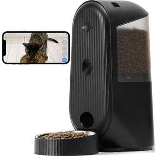 Fukumaru Automatic Cat Feeder 2 i 1 automatiske hundefoder med kamera- og lydst?tte DIY m?ltider og tidsbestemt kontrol WiFi Cat Food Dispenser S