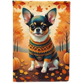 Caroline's Treasures DAC1035CHF Tricolor Chihuahua Fall House Flag Stor veranda ærme pole dekorativt uden for gårdspladser Artwork Wall Hanging P