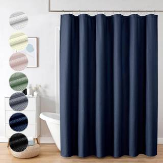 OVZME Berry Navy Blue Fabric Broes Gardin til badev?relse - 72x72 Blue Hotel Spa Polyester Cloth Bath Gardin med 12 huller Luksusbrusforh?ng Mask