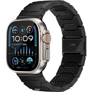 Apple Watch (42/44/SE/45/46/49mm) Just Mobile Ægte Kulfiber Urrem - Sort
