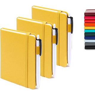 Feela 3 Pack Pocket Notebook Journals With 3 Black Pens A6 Mini Cute Small Journal Notebook Bulk Hardcover College styrede notepad med Pen Holder