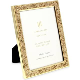 Isaac Jacobs 5x7 Gold Metal Glitter (lodret og vandret) Billedramme med sort stof Esmet V?gmonterbar lavet til bordplader med bordplader og skriv