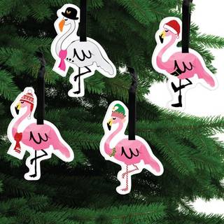 Stor prik af lykke Flamingle Bells - Tropical Christmas Party Decorations - Christmas Tree Ornamenter - S?t p? 12