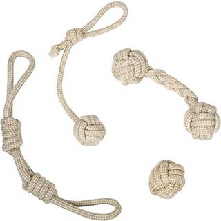 Franklin Sports Pet Supply Natural Rope Dog Toys - 4 Pack - Play Fetch - Tug of War - Dog Tandething - Puppy Chew - Puppy - Tandething Toy - Tug