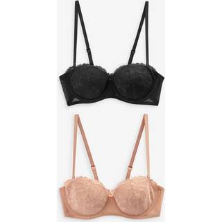 Next Black/Praline Nude Lace Light Pad Strapless Multiway Bras 2 Pack A-E