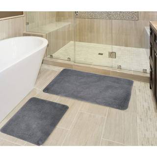 Yafa Home Fashion 2-stykke fast mikrofiber blødt badeværelse tæppe sæt skridsikt tpr-opbakning