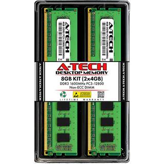 A-Tech 8GB (2x4GB) DDR3 1600MHz PC3-12800 CL11 DIMM 240-PIN Non-ECC UDIMM Desktop RAM-hukommelsesmoduler