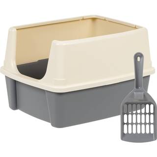 Amazon Basics Large Cat Litter Box With High Sides Open Top inkluderer scoop 19 x 15 x 11,75 tommer gr?/beige