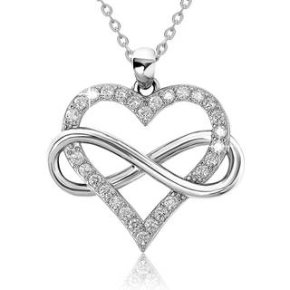 Jes & Jani Infinity Hjertehalskæde til kvinder elsker hjerte vedhæng med kubik zirconia og infinity halskæde 925 sterling sølv hjerte halskæde ti