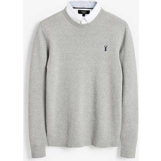 Next Grey Oxford Crew Neck Regular Mock Shirt Jumper