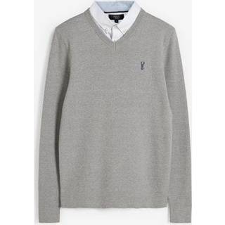 Next Grey Oxford V-Neck Regular Mock Shirt Jumper