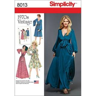 Enkelhed 8013 1970's Vintage Fashion kjole Sym?nstre St?rrelser 14-22