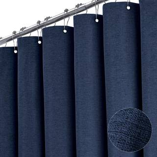 Bttn Navy Blue Broes Gardain - Linnedstruktureret kraftig vandtæt klud bruseforhæng med 12 plastik kroge hotel spa luksus enkel dekorativ tyk sto