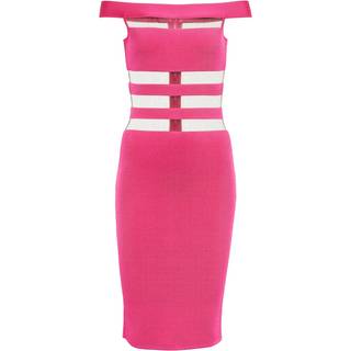 Balmain Off-shoulder mesh-paneled minidress - pink - XL