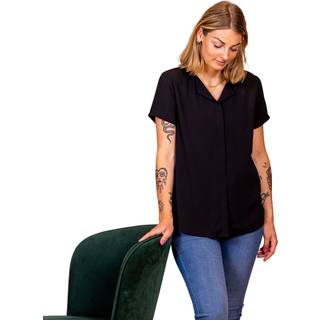 Steenholt Clara Dame Kortærmet bluse - Jet Black - S