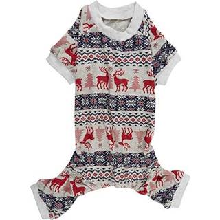Xmas Gray Reindeer Clothes Cotton Pet Dog Pyjamas Jumpshit X-Large 22 """" Bagl?ngde Girth 26-32 """"