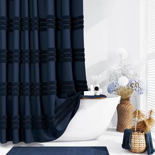 Dynamene ekstra lange bruseforhæng 84 tommer lang tekstureret tuftet chenille stribet stof badeværelse bruser gardin høj moderne lurvet chic klud