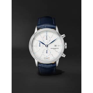 Baume & Mercier Classima Automatic Silver Chronograph Dial Blue Leather Strap Men’s Watch BM0A10330