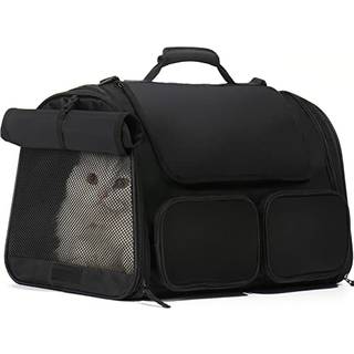 Fukumaru Cat Carrier Airline godkendt blød sidet hundebærer sammenfoldelig katte rejsepose under 44 lb lille medium stort kæledyrsbærer rulle dæk