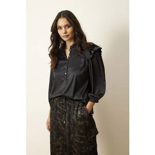 IN FRONT Mandy Bluse, Farve: Black, Størrelse: S, Dame