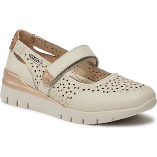 Pikolinostil kvinder. W4R-6989C1 Cantabria hvide ballerinaer i læder (37), Fast, Velcro, Casual, Klassisk