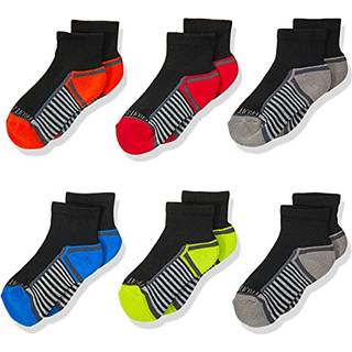 Frugt af Loom Boy's Little 6 Pair Pack Half Pude Socks Black Assort 9-2.5