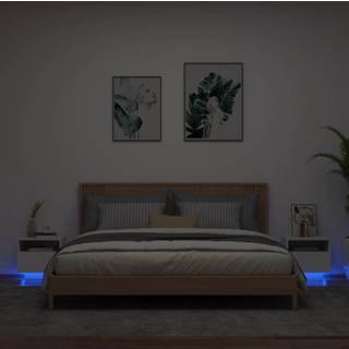 Sengebord Med Led-Lys 40X39X37 Cm - 2 / Hvid