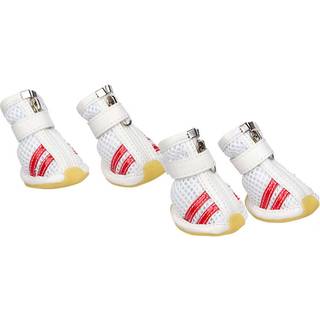 Pet Life 'Air-Mesh' Fleksibel Letvægt Sporty Fashion Breathable Pet Dog Shoes Sneakers Booties Boots W/ Rubberised Grips Medium White & Red