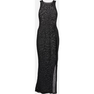 Tom Ford Satin-trimmed raffia-effect maxi dress - black - XL