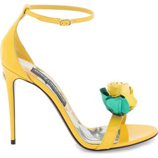 Dolce&Gabbana Keira floral-appliquÃ© patent leather sandals - yellow - EU 38