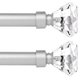 Knobelite Satin Nickel 2 Pack Window Treatment Single Curtain Rod Justerbar gardinstang s?t fra 48 til 86 inches med krystalfinialfind