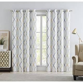 Ugoultry gul gr? marokkansk fuld m?rkl?gningsgardiner 95 tommer l?ngde termisk isoleret grommet vindue behandlinger til stue termiske gardiner 2