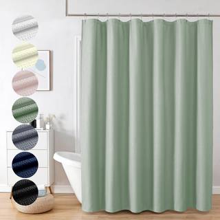 OVZME Berry Sage Green Broes Gardin - 3D Præget strukturerede bruseforhæng til badeværelse Boho Waffle Green Broes Gardiner Luksus Hotel Cloth Ba