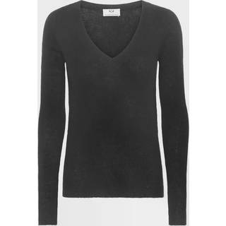 Scandinavianlux klassisk cashmere pullover med v-udskæring i sort Medium