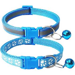 CHBORCHICEN 2-Pack Footprint & Reflective Cat Collar With Bell Basic Dog Cat Collar Buckle Justerbar polyester Cat Dog Collar eller sikkerhedssel