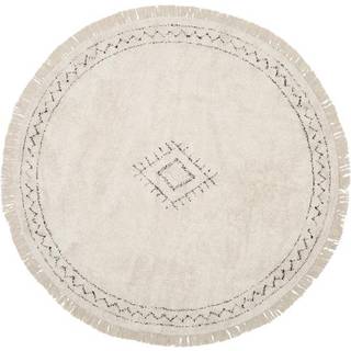 Rund bomuldstæppe Fionn med frynser, håndtuftet