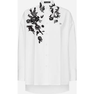 Dolce&Gabbana Lace-appliquÃ© cotton poplin shirt - white - XS