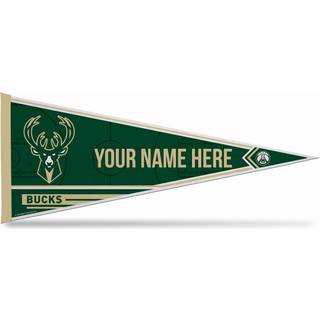 Rico Industries NBA Basketball Milwaukee Bucks Personaliseret - Brugerdefineret 12 """" X 30 """" Soft Felt Pennant - EZ To Hang