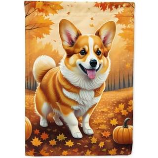 Caroline's Treasures DAC1040CHF Corgi Fall House Flag Stor veranda ærme pole dekorativt uden for gårdspladser Artwork Wall Hanging Polyester Hous