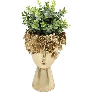 KARE Flowercrown dekorativ vase, højde 30 cm, Ø 20 guldfarvet, Messing/guld, Stue/spisestue, Plast, Design