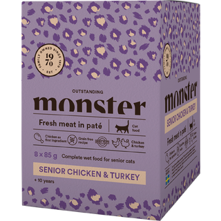 Monster Senior Cat Pouches, Chicken & Turkey, 8x85g -