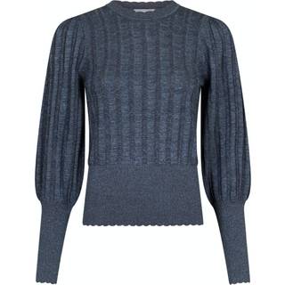 Dary Glitter Strikbluse, Steel Grey, 34