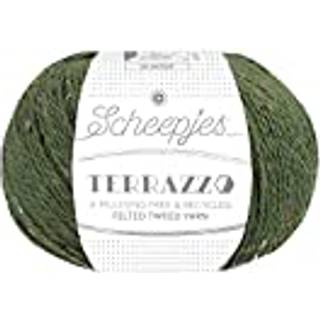 Scheepjes Terrazzo 710 Pera Indhold: 70% genanvendt uld og 30 % genanvendt viskose Vægt/længde: 50 gram = ca. 175 meter Anbefalede pinde: 4.00 mm Strikkefasthed: 10 cm x 10 cm = 27 m x 35 p Vaskes i hånden ved 30°C / Tåler ikke tørretumbler / Tørres fladt.