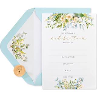 Papyrus bryllupsinvitationer Eukalyptusblade (20-tal)