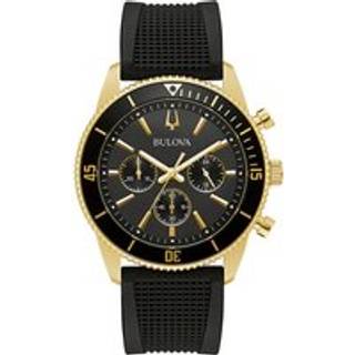 Bulova 98A250 Gold Tone Black Silicon Strap Watch - W09206