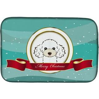 """" Caroline's Treasures White Poodle Merry Christmas Dish Drying Mat 14 """" """" X 21 """" """" """"