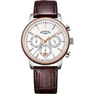 Rotary GS00378/02 Two Tone Chronograph Brown Leather Strap Watch - W13181