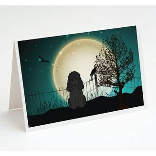 Halloween Scary Poodle Black lykønskningskort og konvolutter pakning af 8