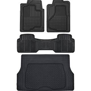Motortrend All Weather Semi-Custom Fit Heavy Duty Rubber Floor Mats til Auto Car Truck Van SUV (2 Forreste 1 Bagforing & bagagerum Cargo Mat) Sor