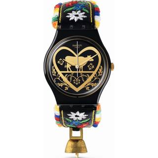 Die Glocke Original Gent Black Dial Black Embroidered Strap Ladies Watch GB285